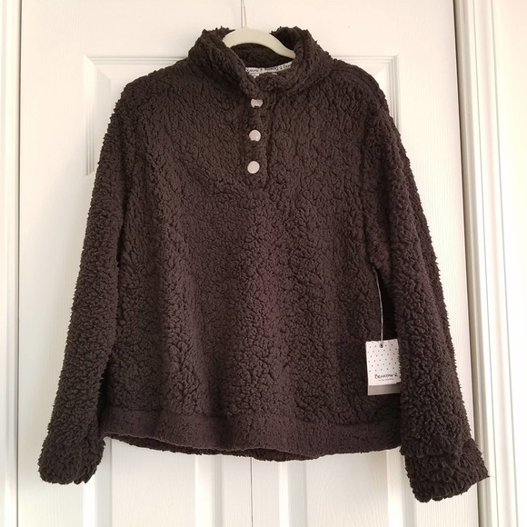 BearPaw Other - Bearpaw Sherpa Fleece Pajama Sweater Top Black